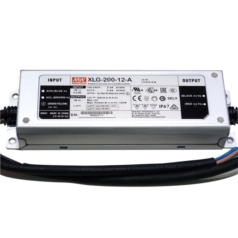 XLG-200-12-A 192Watt AC100-305V Input Voltage Mean Well Waterproof DC12V UL-Listed LED Power Supply XLG-200-12-A 192Watt AC100-305V Input Voltage Mean Well Waterproof DC12V UL-Listed LED Power Supply